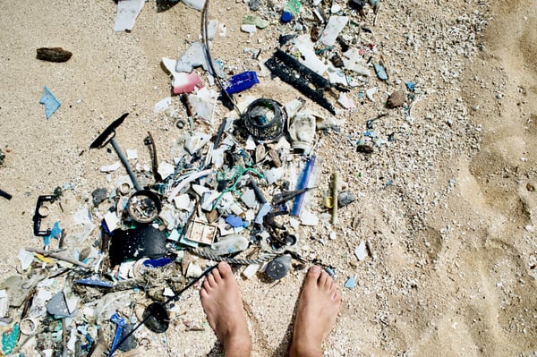 Plastic trash on beach
