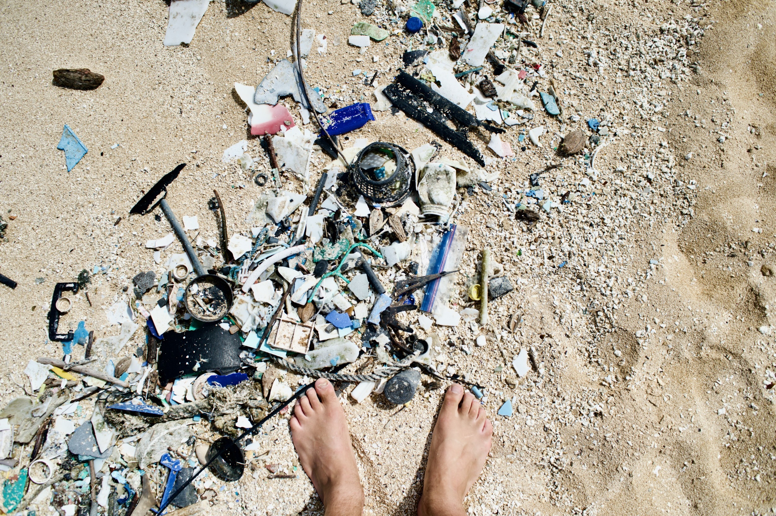 Plastic trash on beach